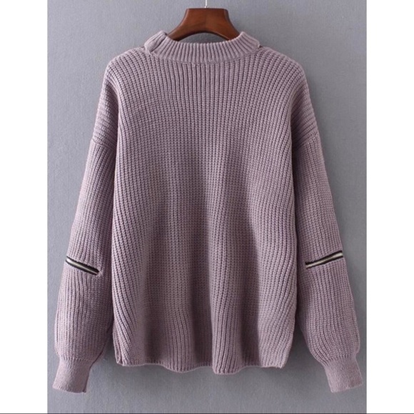 Chunky V Neck Zipper Detail Sweater - Picture 2 of 3